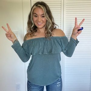 teal off the shoulder American Eagle top size medium